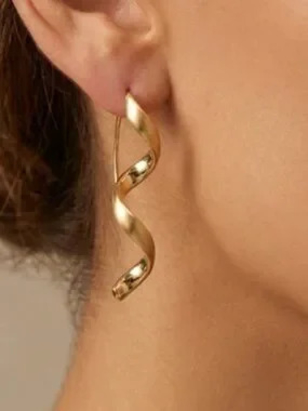 18K Gold Twisted Drop Earrings (7316)